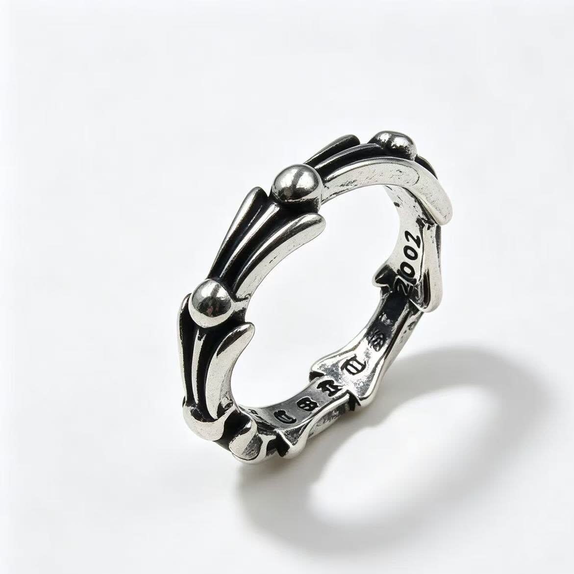 Chrome Hearts Silver Ring with Black Inlay